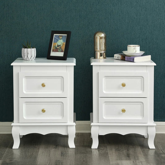VASAGLE bedside table, each with 2 drawers, pine legs, 2 pieces
