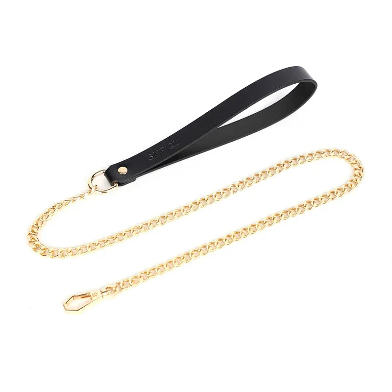 Adult Games Genuine Leather Series Slave Bed Neck Restraint Belt Strap