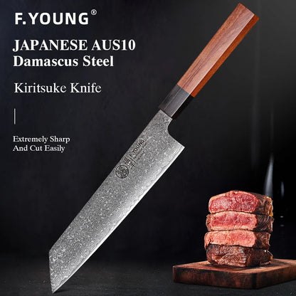 F.YOUNG 8.2" Japanese Kiritsuke Knife - 67-Layer Damascus Steel Professional Chef Knife