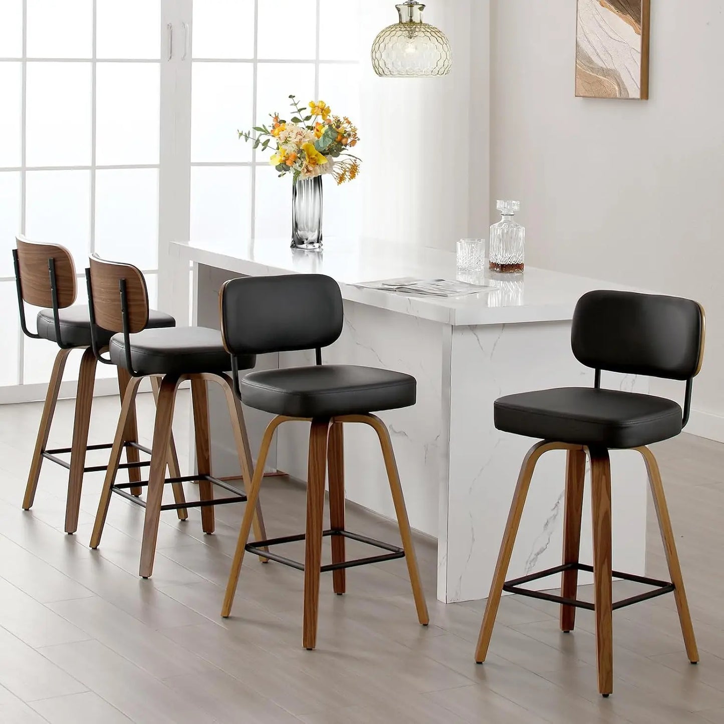GUANGBAI Swivel Counter Height Bar Stools Set of 4