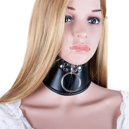 PU Leather Locking Posture Collar Bondage Straighten Up Master  sex toy