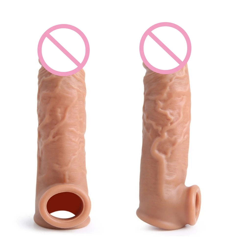 Realistic Condom Reusable Penis Sleeve Enlargement Condoms