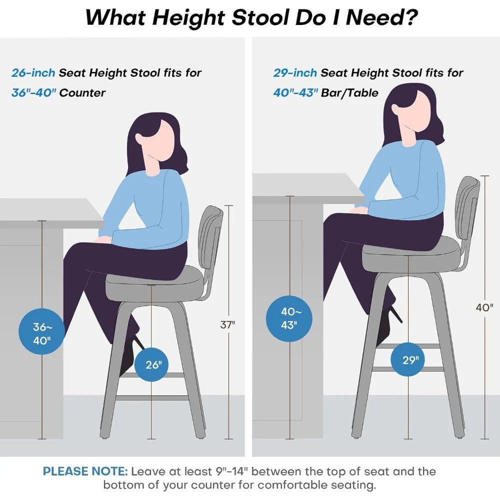 GUANGBAI Swivel Counter Height Bar Stools Set of 4