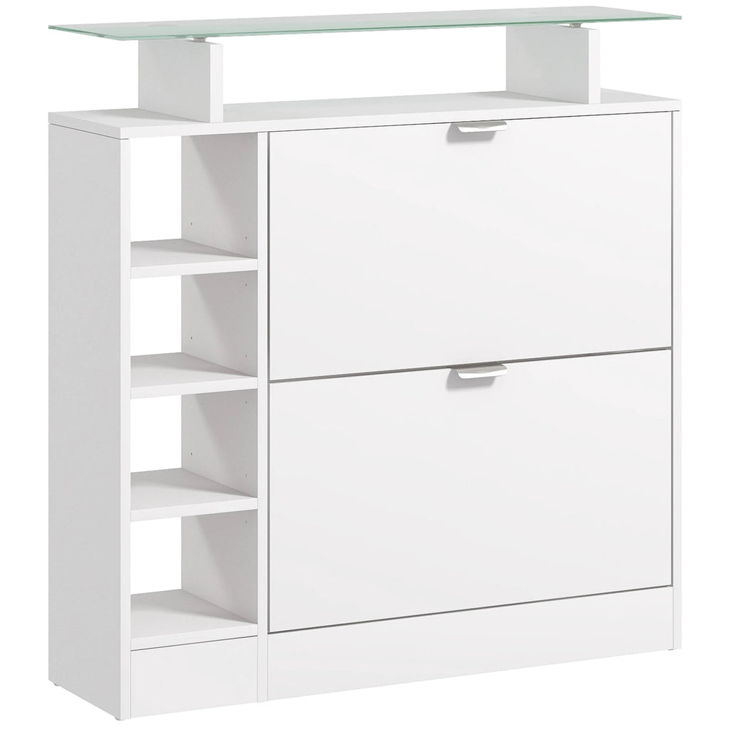 HOMCOM shoe rack with drawers folding adjustable shelves 89x25x92 cm White The Max Mall