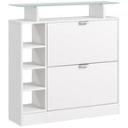 HOMCOM shoe rack with drawers folding adjustable shelves 89x25x92 cm White The Max Mall