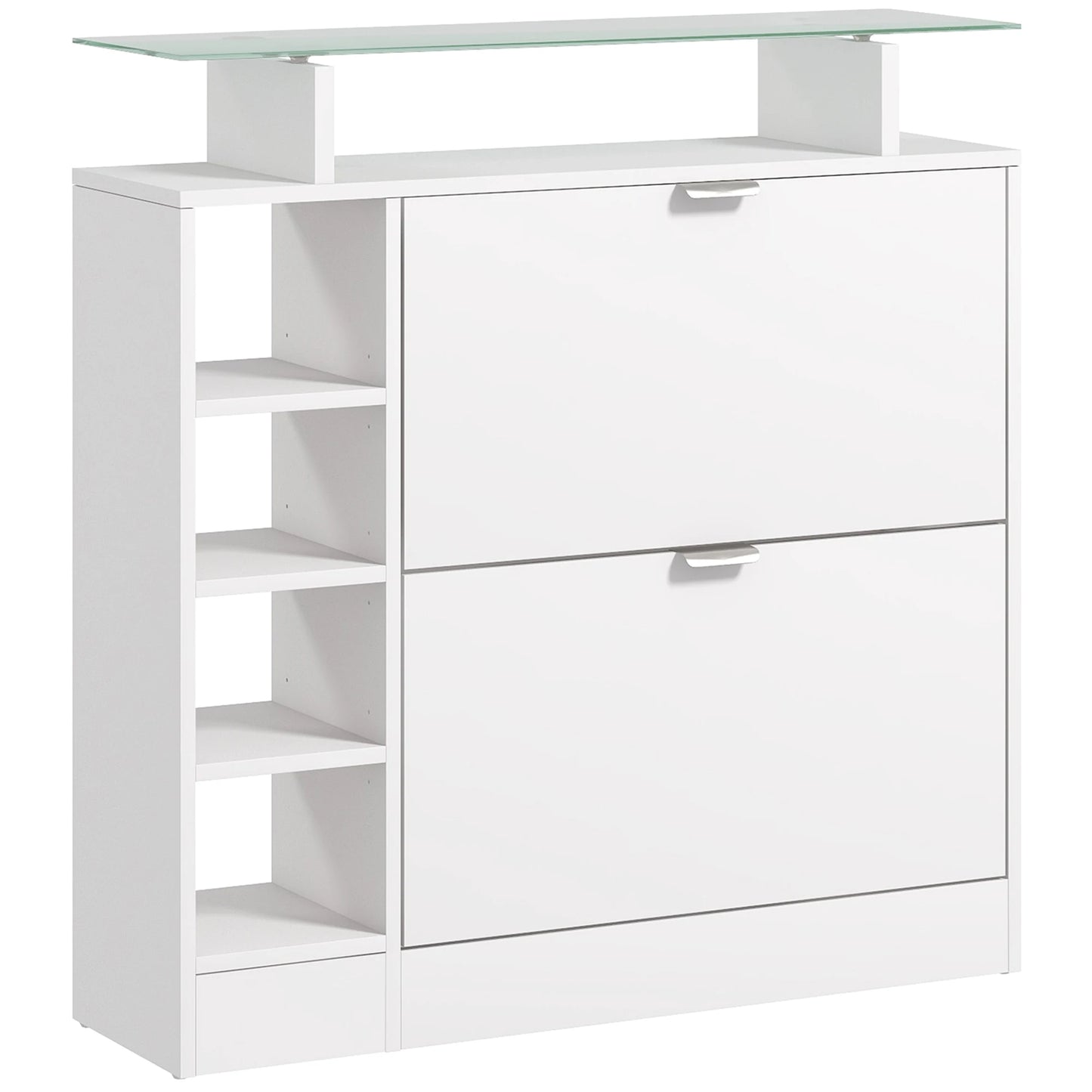HOMCOM shoe rack with drawers folding adjustable shelves 89x25x92 cm White