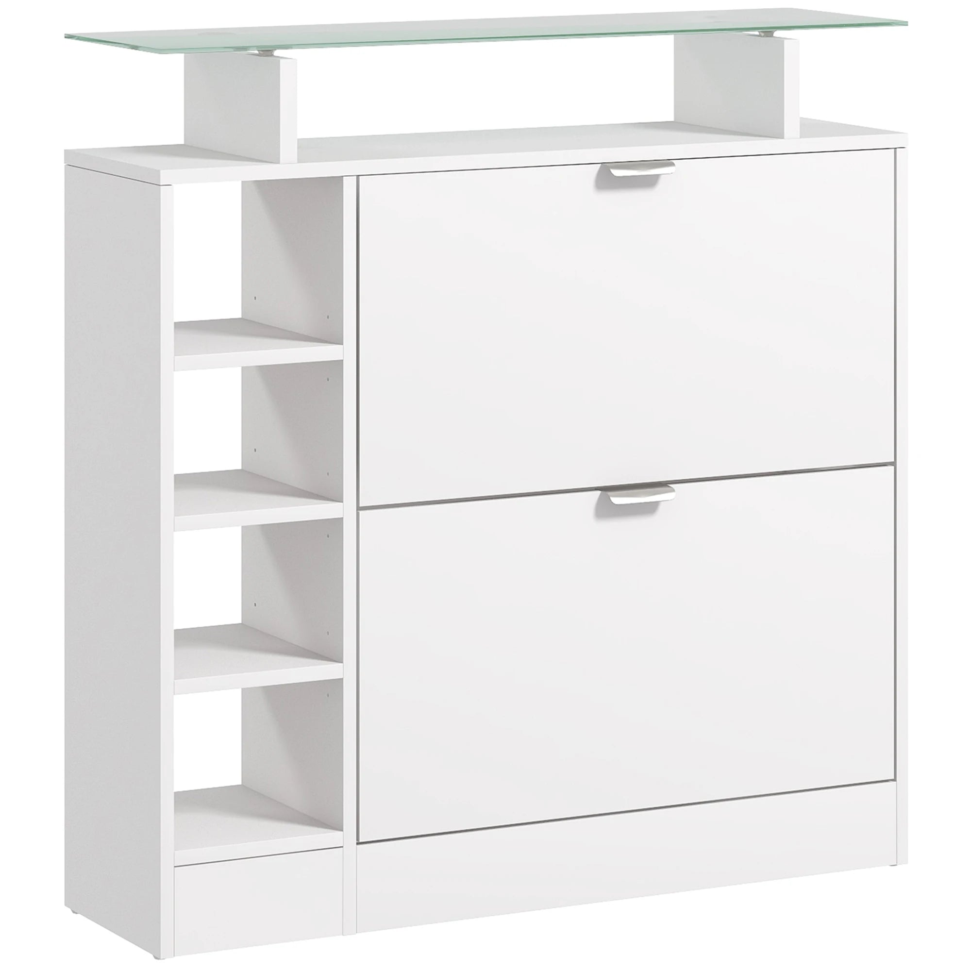 HOMCOM shoe rack with drawers folding adjustable shelves 89x25x92 cm White The Max Mall