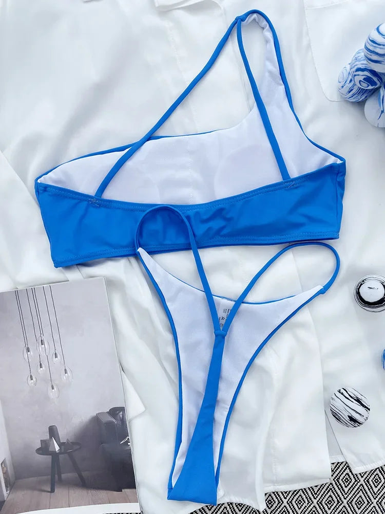 Sexy Asymmetric High Cut Micro Thong Bikini Female