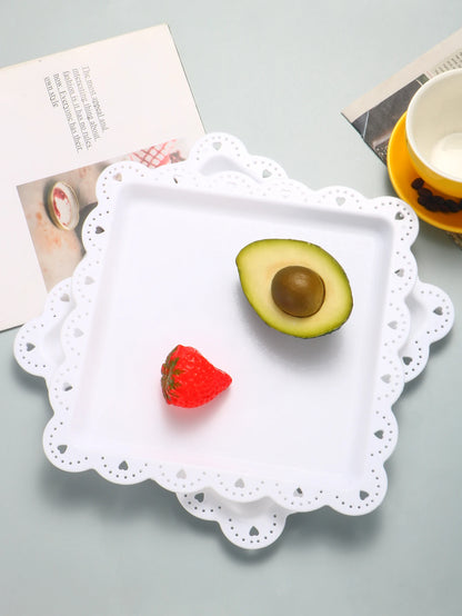 Rectangular Dessert Plates Set of 2 - Reusable PP Plastic Square Serving Plates