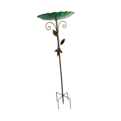 Metal Bird Bath - 5-Prong Base Stake Weatherproof Feeder