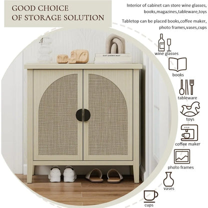 ZHUXIANG Rattan Cabinet - Modern Storage Sideboard