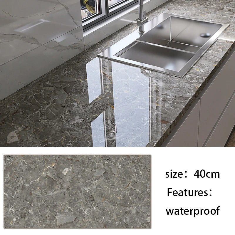 Kitchen living room waterproof and oil-proof sticker self-adhesive 40cm renovation marble thickened wallpaper wallpaper home