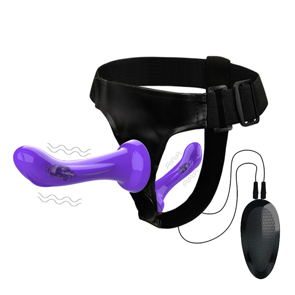 Double Dildo Vibrators For Lesbian  Bondage Harness Strap On Sex Toys For Women