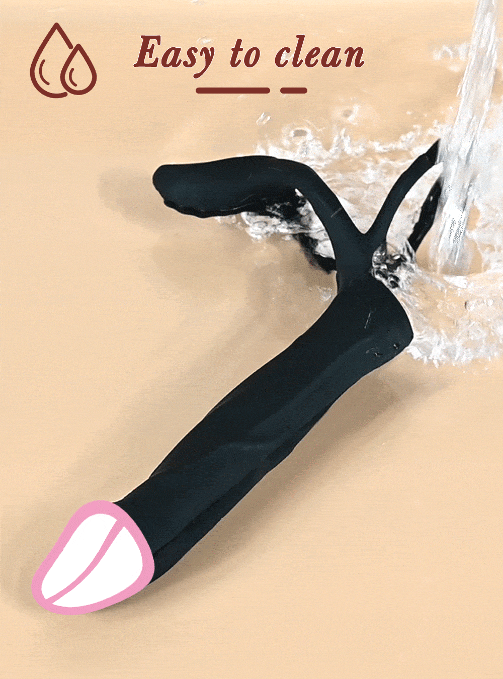Double Penetration Dildo for Men Vibrating Cock Ring
