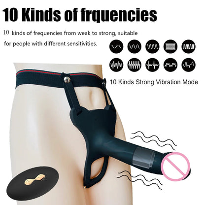 Double Penetration Penis Sleeve Dildo Vibrator for Couples Wireless Remote Control Vibrator