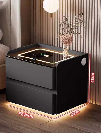 Smart Solid Wood Nightstand with Wireless Charging