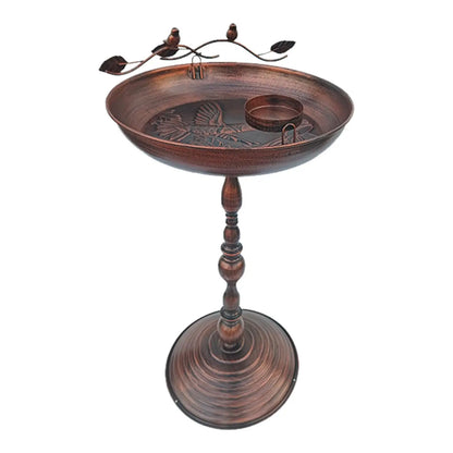 Outdoor Bird Bath - Iron Round Base Garden Feeder