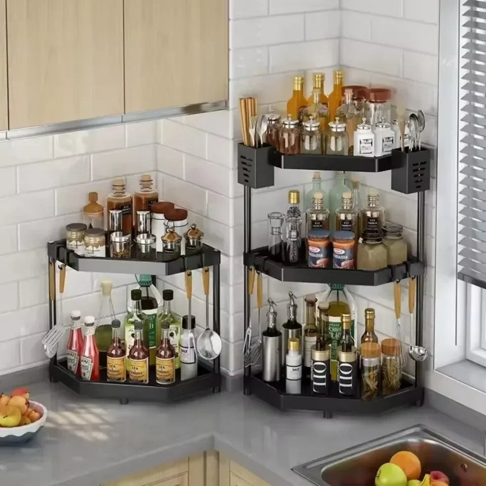 Kitchen Seasoning Shelf Spice Countertop Corner Stands Multi-layer Storage