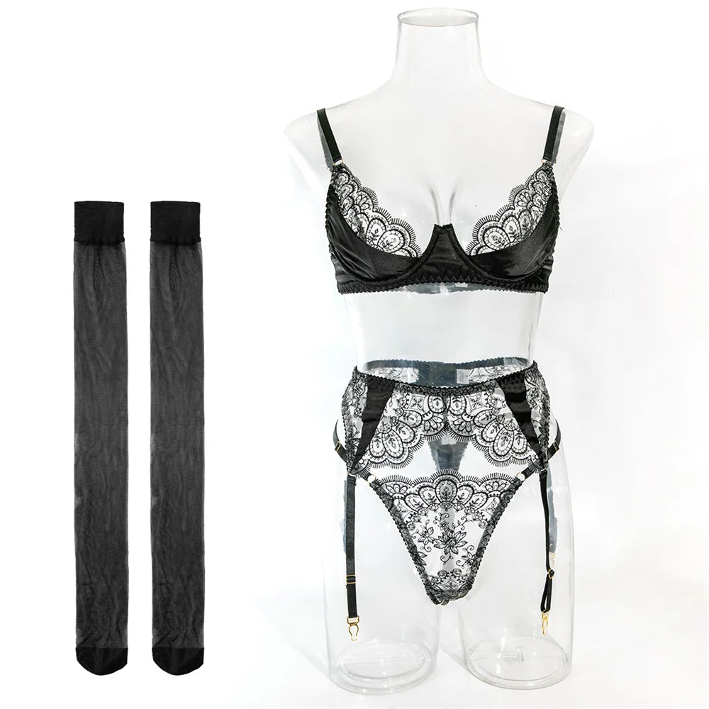 Krasapt Floral Embroidery Bustier Set