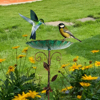 Metal Bird Bath - 5-Prong Base Stake Weatherproof Feeder
