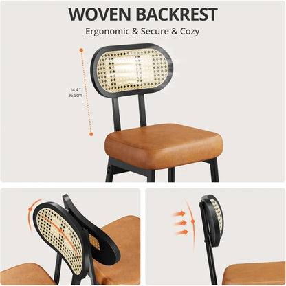 GUANGBAI Rattan Back Bar Stools
