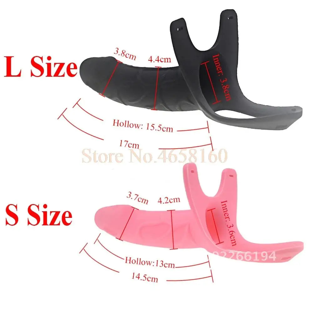 Full Silicone Strappy Hollow Penis Extender Strapon Dildo