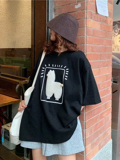 Baggy All-match T-shirts Women Casual Summer Korean Fashion