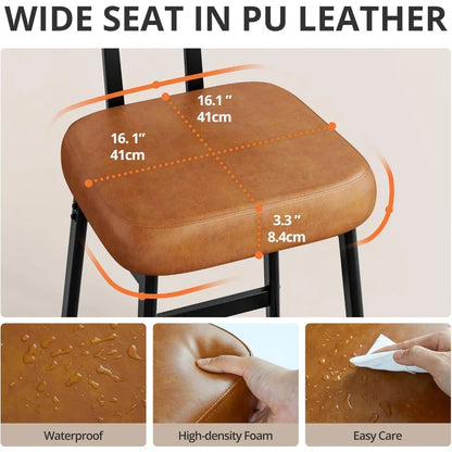 GUANGBAI Rattan Back Bar Stools