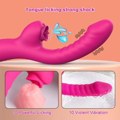 Tongue Licking Vibrator 2 In 1 Adult Women Sex Toys Dildos Vibrators
