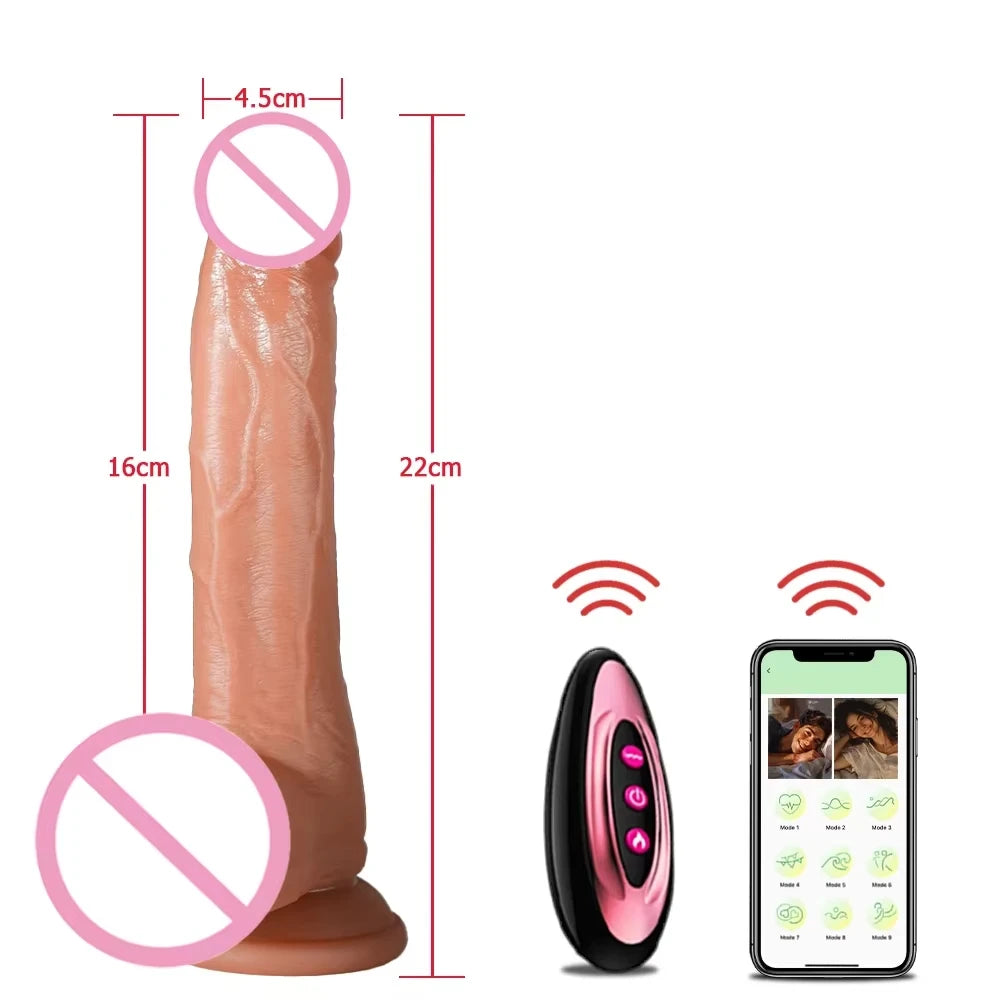 Realistic Dildo Vibrator Telescopic Female APP Remotely Controlled