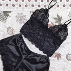 Sexy Womens Lace Sleepwear Lace Nachtkleding Lingerie Sleeveless V-Neck Babydoll Pajamas Set Lingerie Tops Shorts Set Nightwear