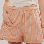Women Striped Elastic Waist Shorts The Max Mall