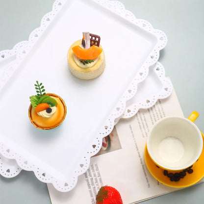 Rectangular Dessert Plates Set of 2 - Reusable PP Plastic Square Serving Plates