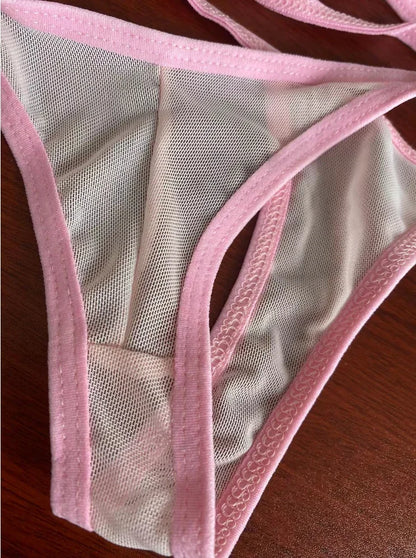 New Mesh G-String Bikini Brazilian Women Swimsuit See Through Bikini Set