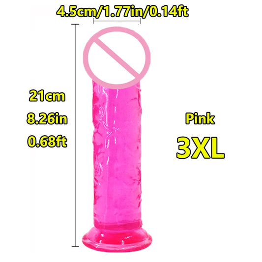 Super Cheap 7 Sizes 5 Colors Realistic Soft Jelly Dildo Suction Cup