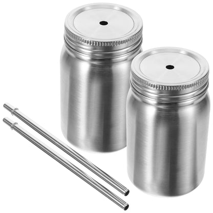 2 pcs Stainless Steel Mason Jars