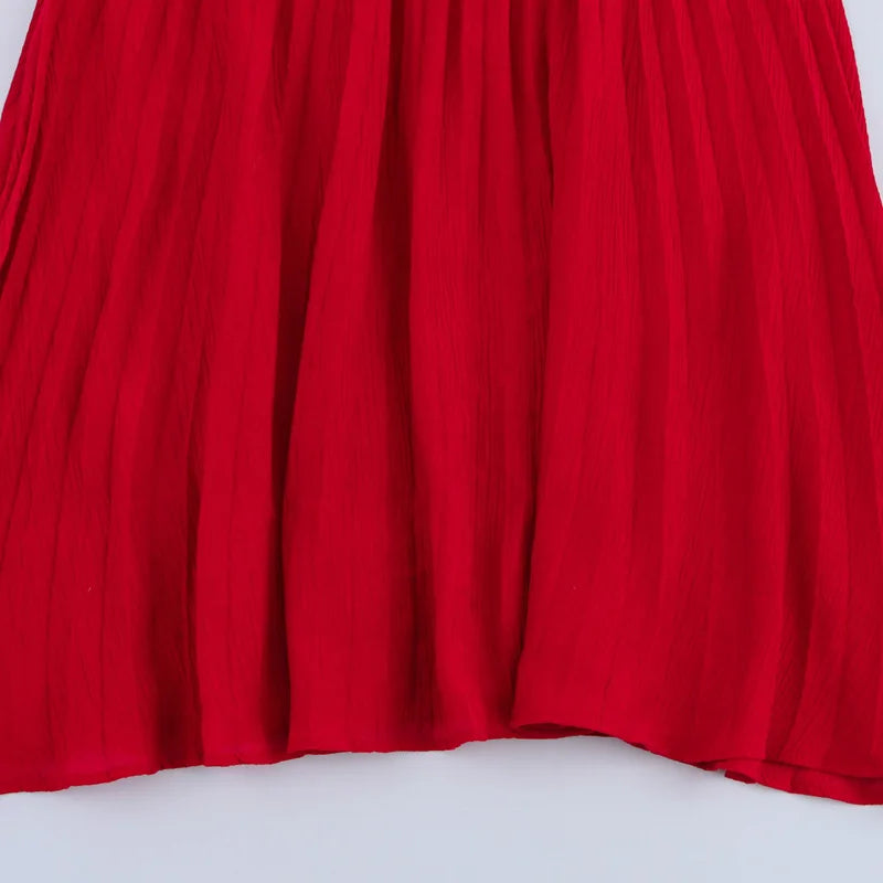 HXAO Women's Red Knit Dress - Sleeveless Summer Ankle-Length