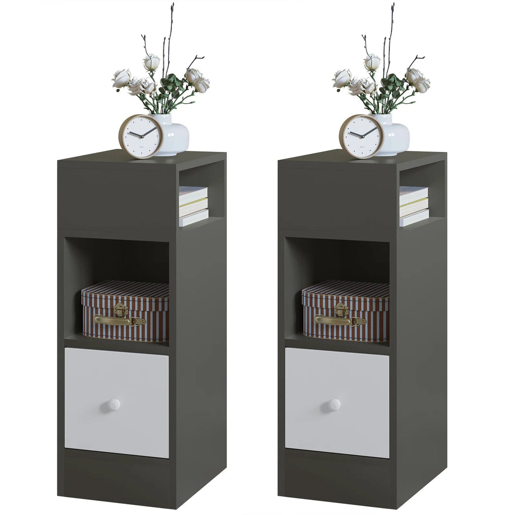 WOLTU 2PCS Narrow Bedside Table Nightstand with Open Shelves The Max Mall