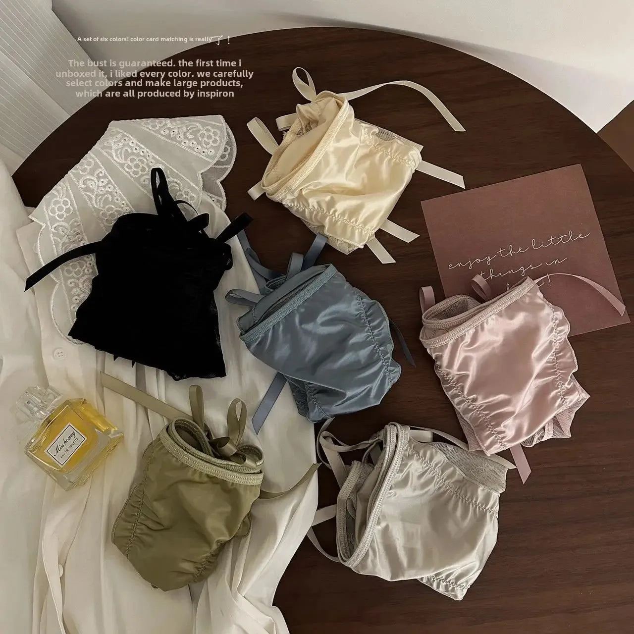 Trendy Japanese Style Women's Mid Waist Lace Underpants Pure Sexy
