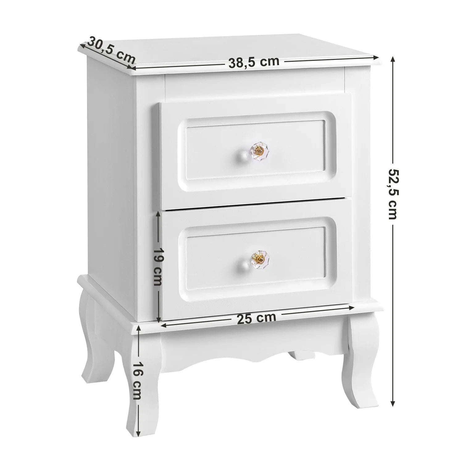 VASAGLE bedside table, each with 2 drawers, pine legs, 2 pieces The Max Mall