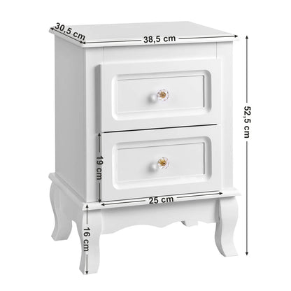 VASAGLE bedside table, each with 2 drawers, pine legs, 2 pieces