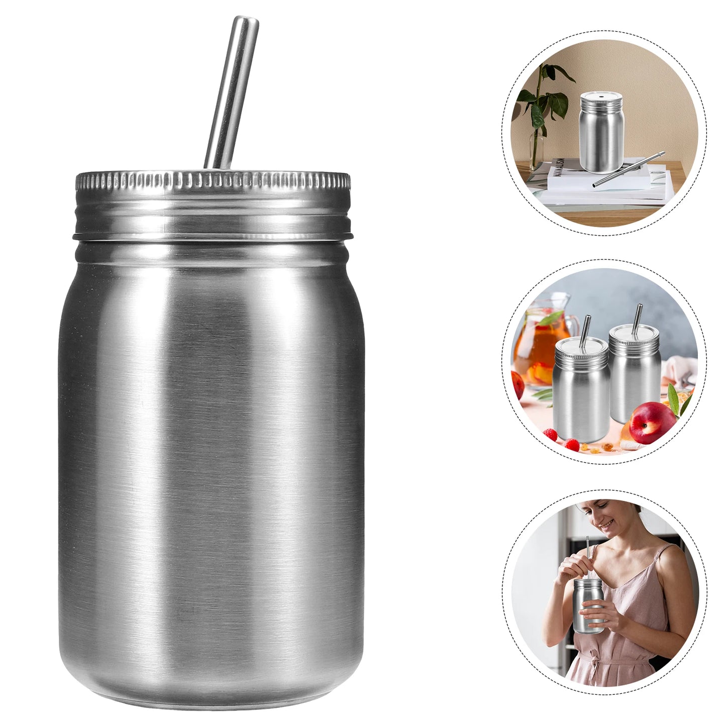 2 pcs Stainless Steel Mason Jars
