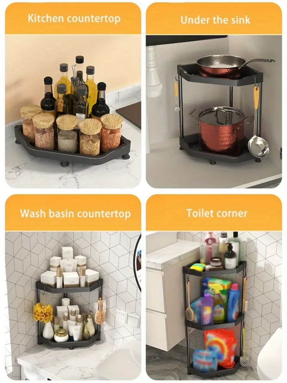 Kitchen Seasoning Shelf Spice Countertop Corner Stands Multi-layer Storage