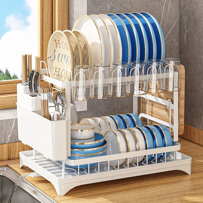 Kitchen Dish Rack with Utensil Storage