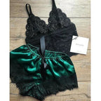 Sexy Womens Lace Sleepwear Lace Nachtkleding Lingerie Sleeveless V-Neck Babydoll Pajamas Set Lingerie Tops Shorts Set Nightwear