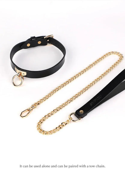 Adult Games Genuine Leather Series Slave Bed Neck Restraint Belt Strap