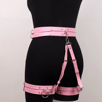 Pink Gothic PU Leather Harness Belt
