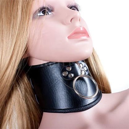 PU Leather Locking Posture Collar Bondage Straighten Up Master  sex toy