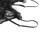 Fashion V Neck See Through Lace Nightdress Irregular Hem Flounce Sling Night Dress Lingerie Bowknot Lace Mesh Nightgown Sleep