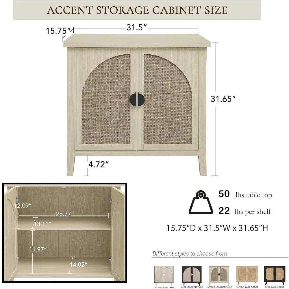 ZHUXIANG Rattan Cabinet - Modern Storage Sideboard
